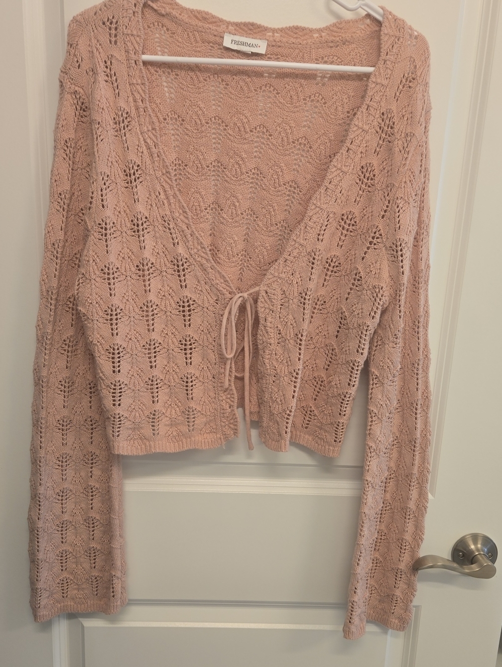 Freshman Dusty Pink Knit Tie-Front Cardigan
